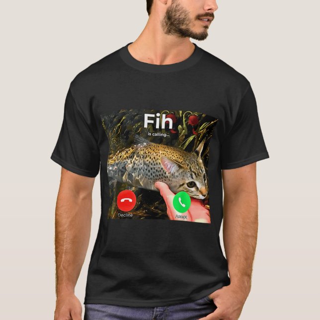 FIH Roligt Katt Fisk Meme Felstavning T Shirt (Framsida)