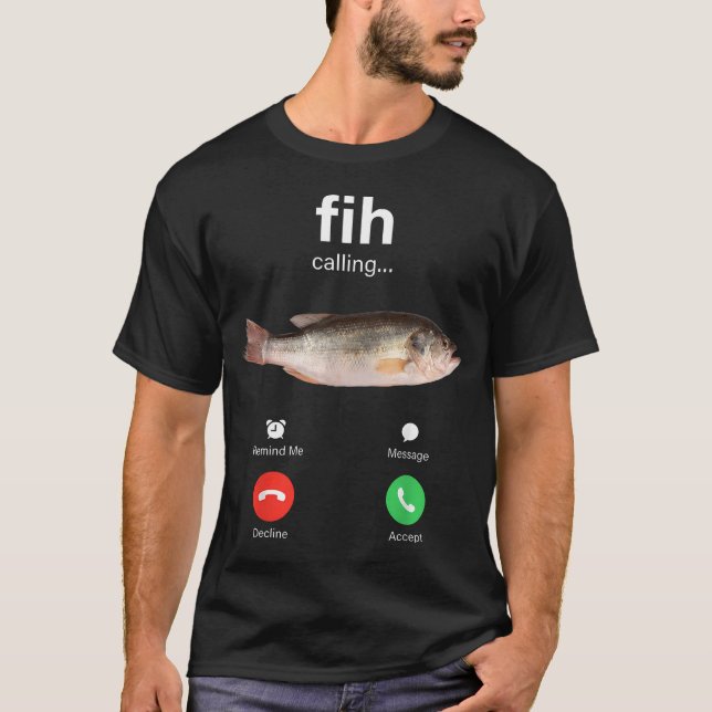 Fih Samtal Neka Acceptera Telefonsamtal Rolig Fisk T Shirt (Framsida)