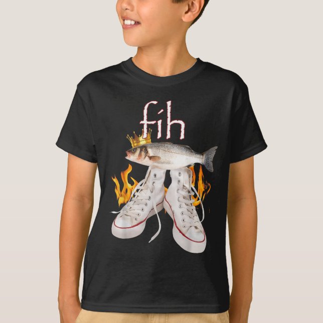 Fih Scute Ss Söt Sss Fisk Roligt Felstavad Fisk M T Shirt (Framsida)
