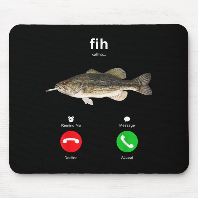 Fih som ringer rökande fisk rolig fiske meme angle musmatta (Framsidan)