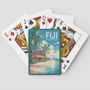 Fiji Beach Hut Travel Art Vintage Casinokort