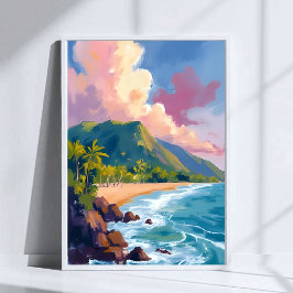 Fiji Bergskustlinje Resemålning Poster