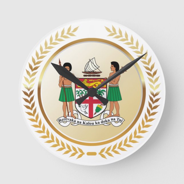 Fiji Coat of Arms Rund Klocka (Framsida)