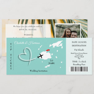 Fiji Destination Wedding Biljett Pass Inbjudningar