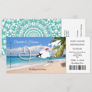 Fiji Destination Wedding Biljett Pass Inbjudningar
