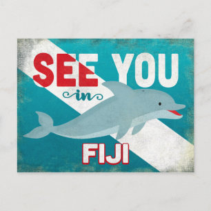 Fiji Dolphin - Retro Vintage resor Vykort
