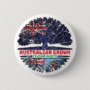Fiji Fijian Australian Australia Träd Roots Flagga Knapp