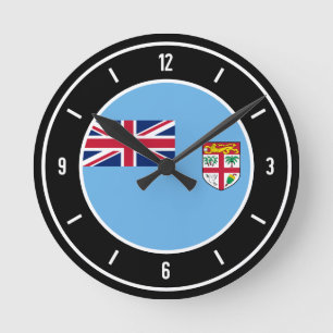Fiji Flagga Elegant Rund Klocka