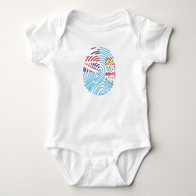 Fiji Flagga Fingerprint T Shirt (Framsida)