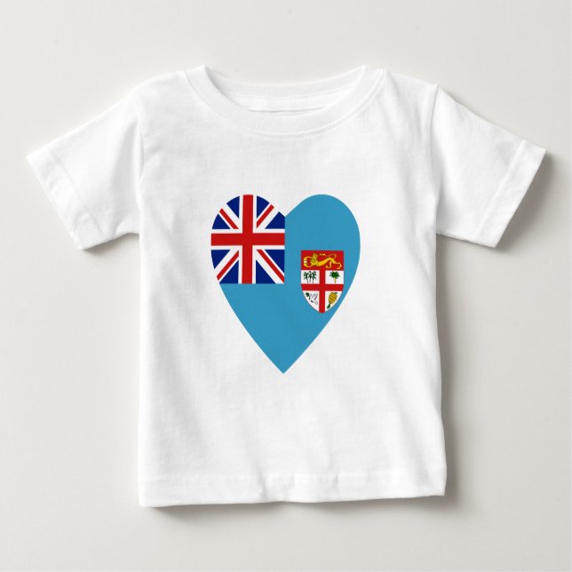 Fiji Flagga Heart T-Shirt (Framsida)