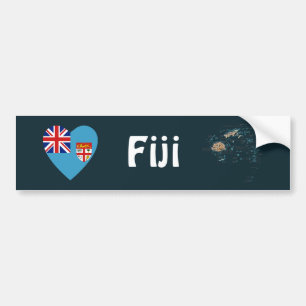 Fiji Flagga Hjärta + Karta Bildäckslimma Bildekal