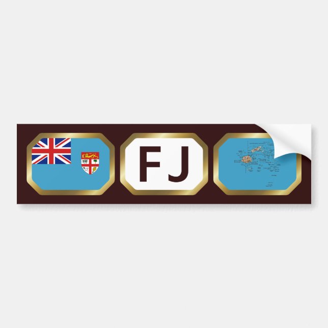 Fiji Flagga Kartkod Bildäckslapp Bildekal (Framsidan)
