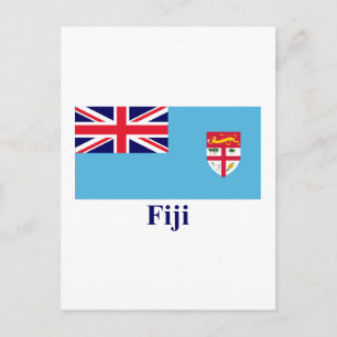 Fiji Flagga med Namn Vykort