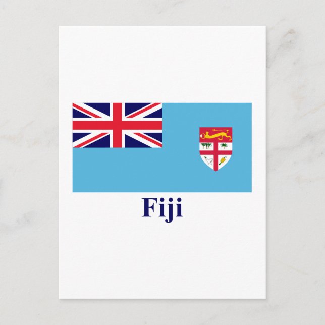 Fiji Flagga med Namn Vykort (Framsida)