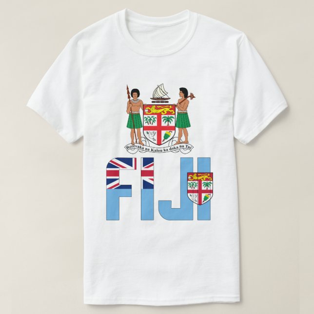 Fiji Flagga och Jacka av Arm Patriotic T Shirt (Design framsida)