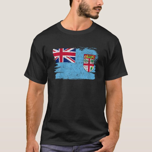 Fiji Flagga Pride Vänskap Proud Peace Retro Vinta T Shirt (Framsida)
