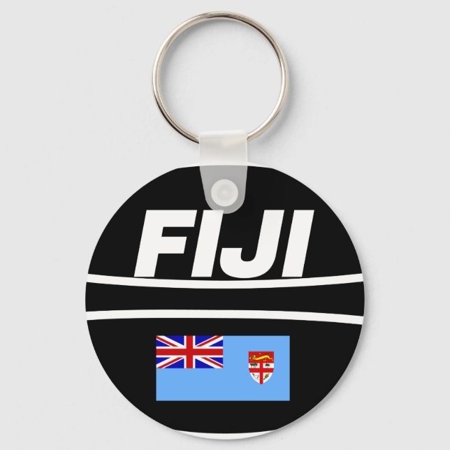 Fiji Flagga Rugby Boll Nyckelring (Framsida)