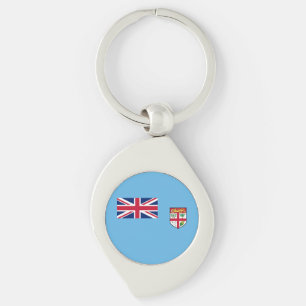 Fiji Flagga Swirl Silverfärgad Nyckelring