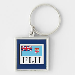 Fiji Fyrkantig Silverfärgad Nyckelring