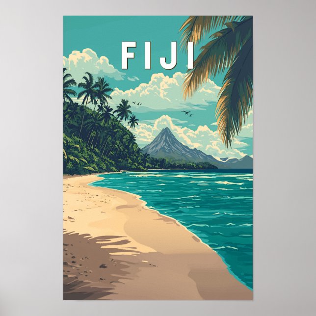 Fiji Illustration Resa Konst Vintage Poster (Framsidan)