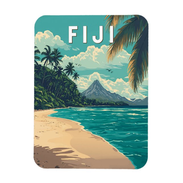 Fiji Illustration Travel Art Vintage Magnet (Vertikal)