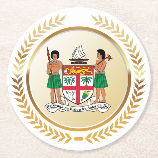 Fiji Jackar om Arm Underlägg Papper Rund (Framsidan)