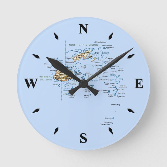 Fiji Karta Clock Rund Klocka (Framsida)