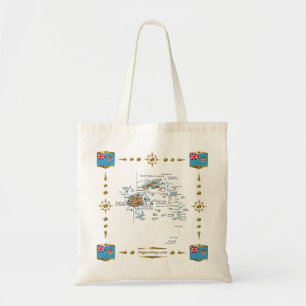 Fiji Karta + Flaggor Bag Tygkasse