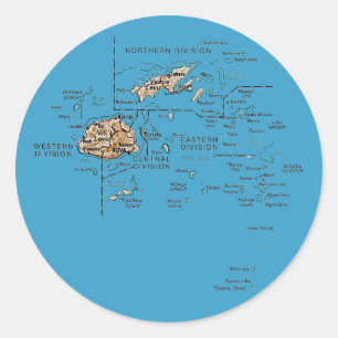 Fiji Karta Sticker Runt Klistermärke