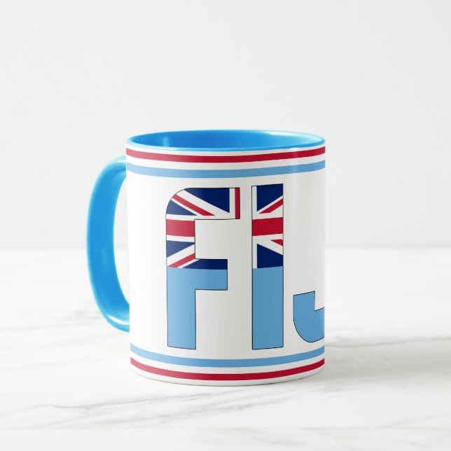 Fiji National Flagga Patriotic Coffee Mugg (Framsida vänster)