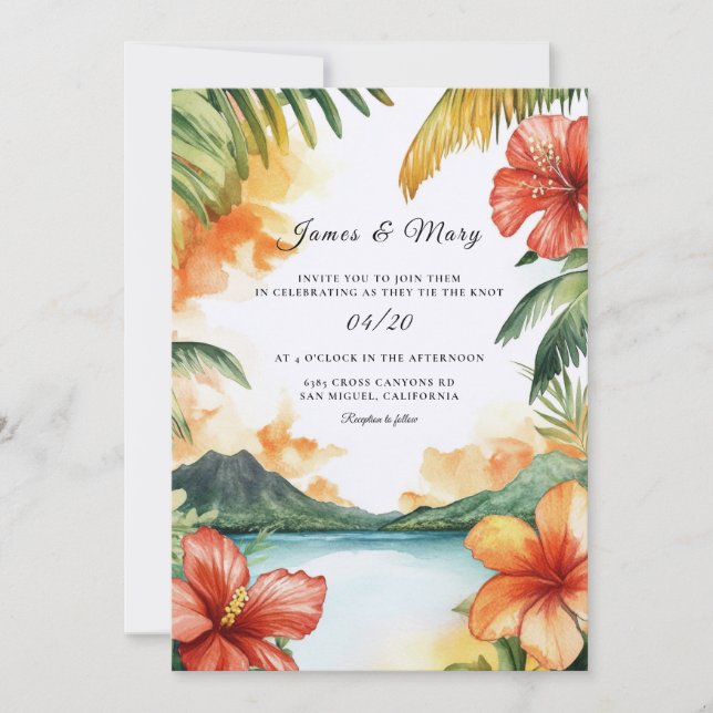 Fiji ö-destination bröllop inbjudningar (Framsida)