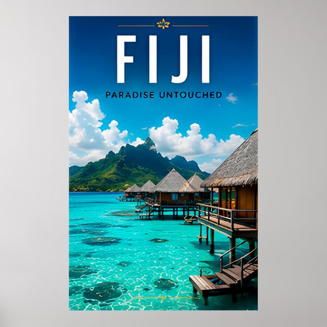 🏝️ Fiji Öparadis Lyxig Resedekoration 🌊 Poster (Framsidan)