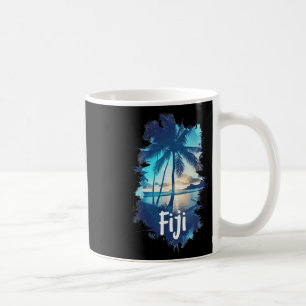 Fiji Palmer Träd Strand Solnedgång Semester Souven Kaffemugg