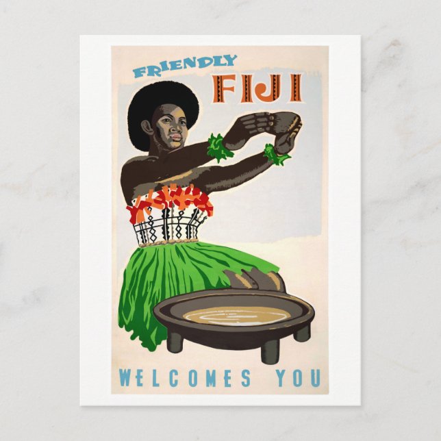 Fiji Reststed Vintage resor Poster Vykort (Framsida)