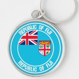 Fiji Round Emblem Rund Silverfärgad Nyckelring