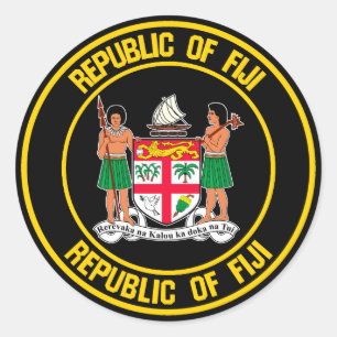 Fiji Round Emblem Runt Klistermärke