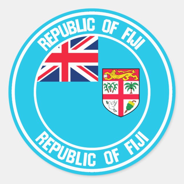 Fiji Round Emblem Runt Klistermärke (Framsida)