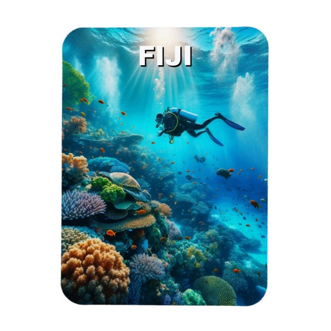 Fiji Scuba Diver Diving Diving Magnet (Vertikal)