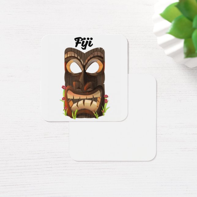 Fiji skulpterad mask fyrkantigt visitkort (Skivbord)
