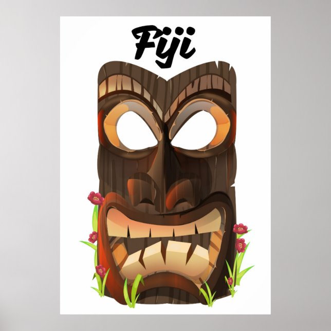 Fiji skulpterad mask poster (Framsidan)