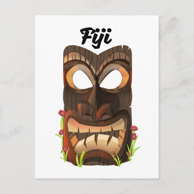 Fiji skulpterad mask vykort (Framsida)