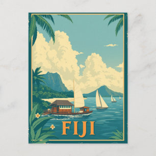 Fiji Tropical Island Beach Retro Vykort