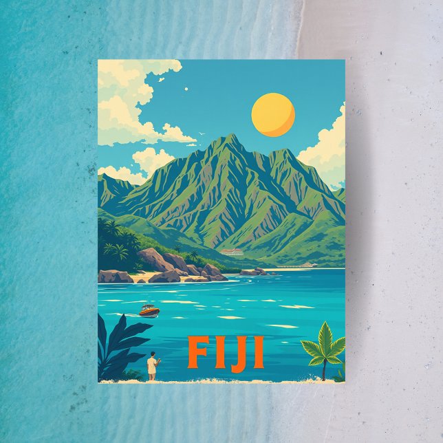 Fiji Tropical Island Beach Travel Art Vykort (Fiji Tropical Island Beach Travel Art Postcard)
