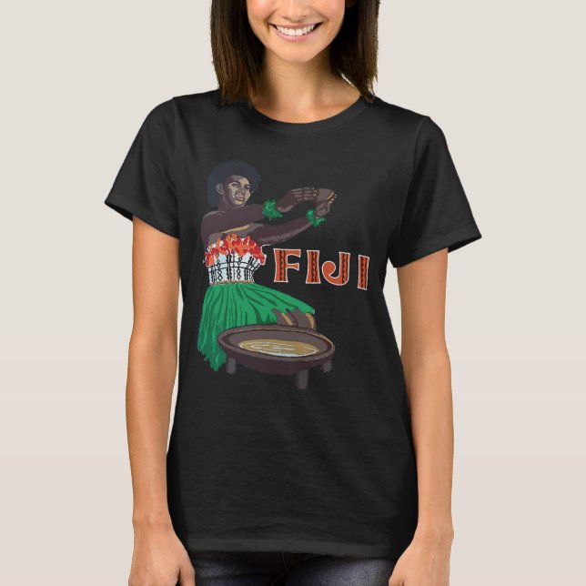 Fiji Tropisk Kvinna Traditionell Resa T Shirt (Framsida)