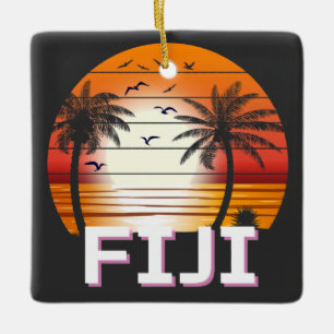 Fiji Vintage Handflatan Träd Sommarbuss Julgransprydnad Keramik