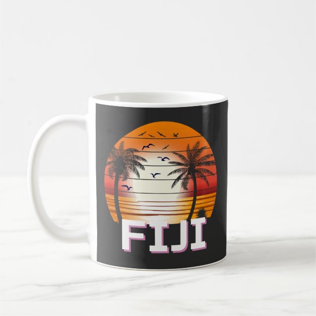 Fiji Vintage Handflatan Träd Sommarbuss Kaffemugg (Vänster)