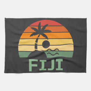 Fiji Vintage Handflatan Träd Sommarbuss Kökshandduk