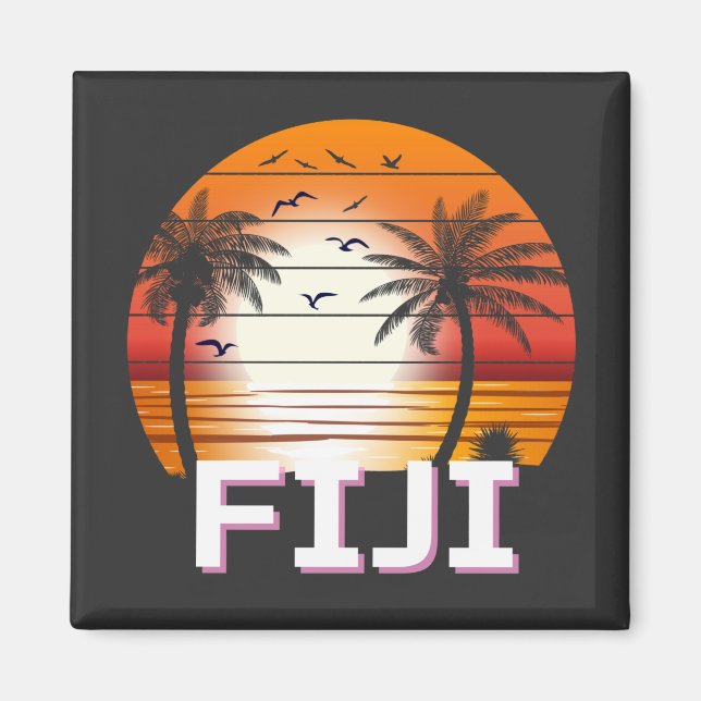 Fiji Vintage Handflatan Träd Sommarbuss Magnet (Framsidan)