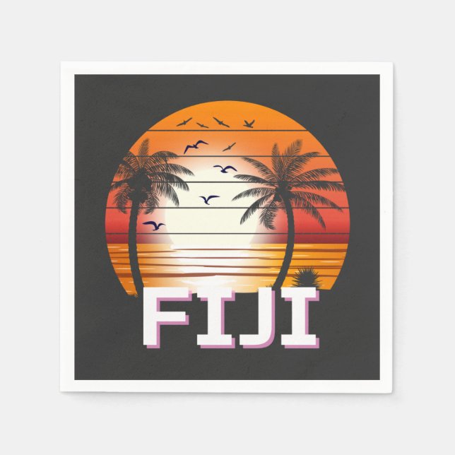 Fiji Vintage Handflatan Träd Sommarbuss Pappersservett (Framsidan)