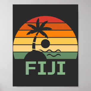 Fiji Vintage Handflatan Träd Sommarbuss Poster